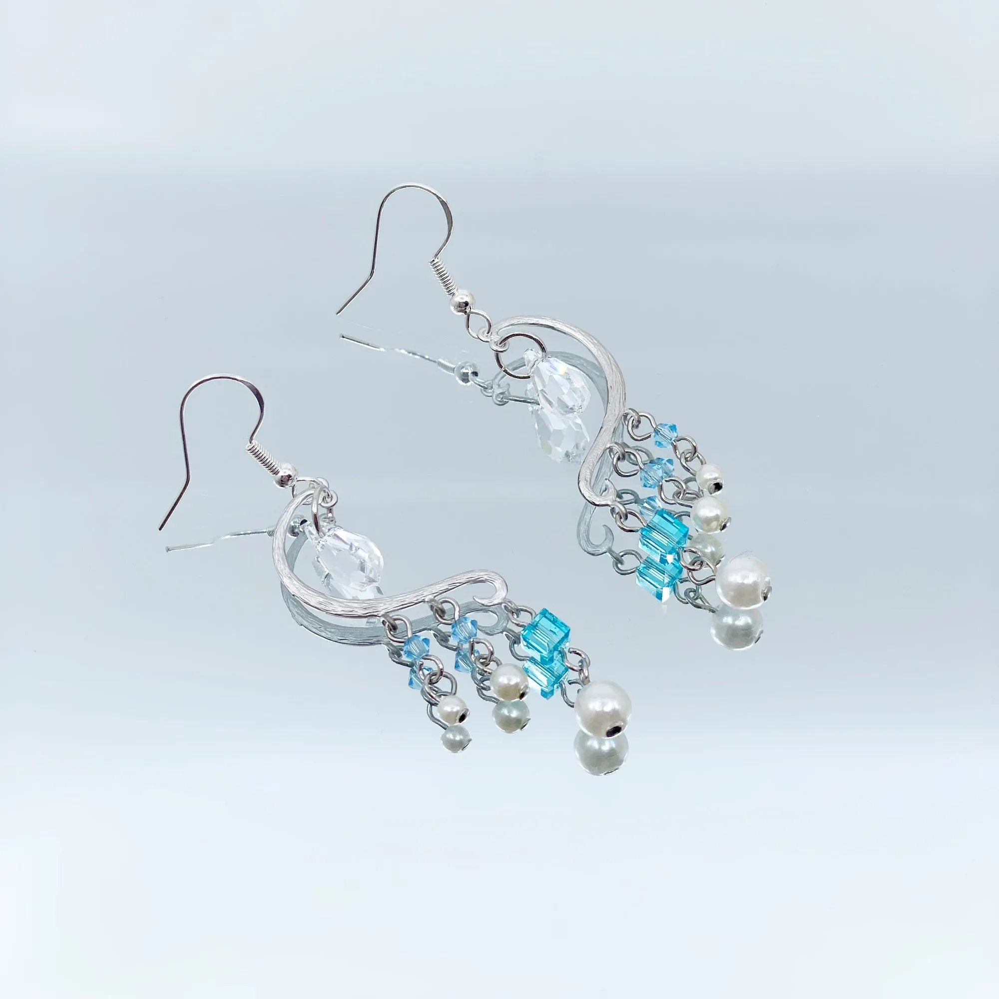 Heavenly Elegance Silver Blue Earrings