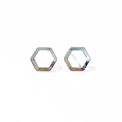 Hexagon Outline Stud Earrings (ROSE GOLD, GOLD or SILVER)