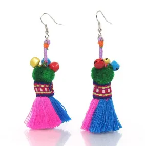 Hill Tribe Tassel Earrings, D