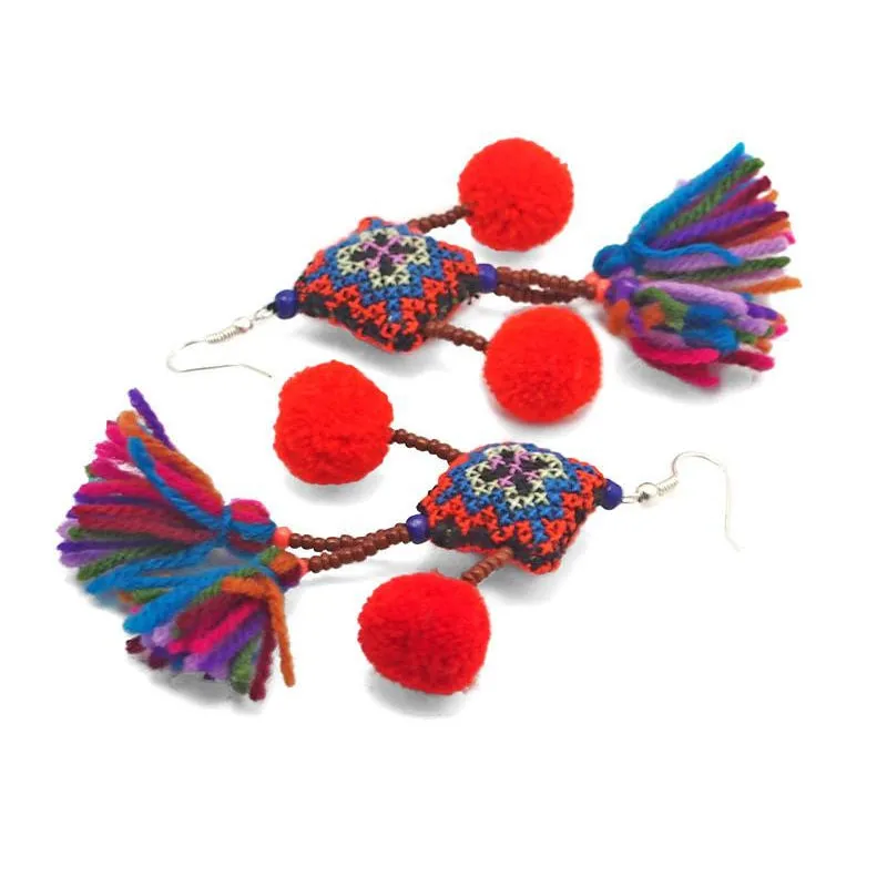 Hilltribe Chrocheted Earrings, L