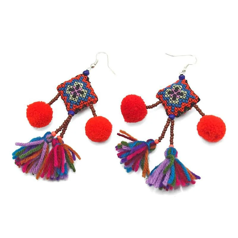 Hilltribe Chrocheted Earrings, L