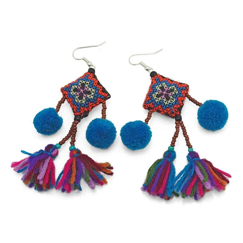 Hilltribe Chrocheted Earrings, O