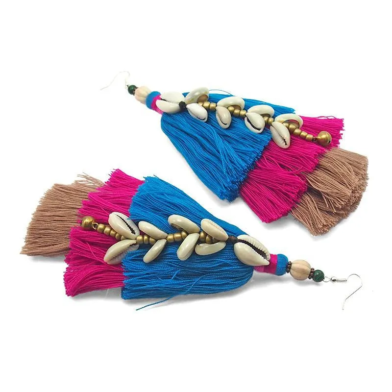 Hilltribe Tassel & Cowrie Shell Earring, AJ