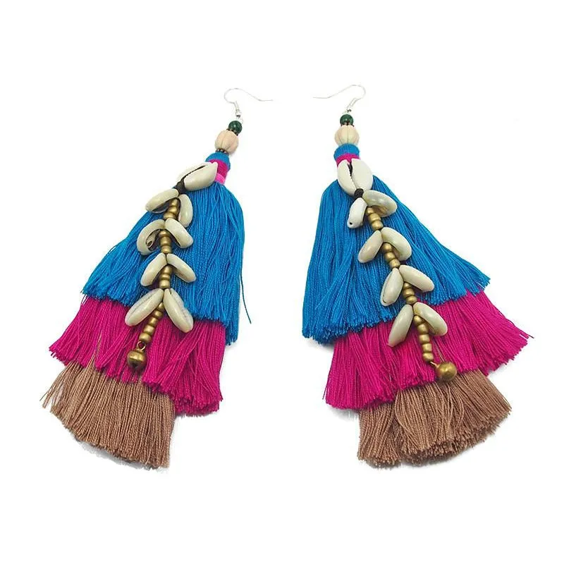 Hilltribe Tassel & Cowrie Shell Earring, AJ