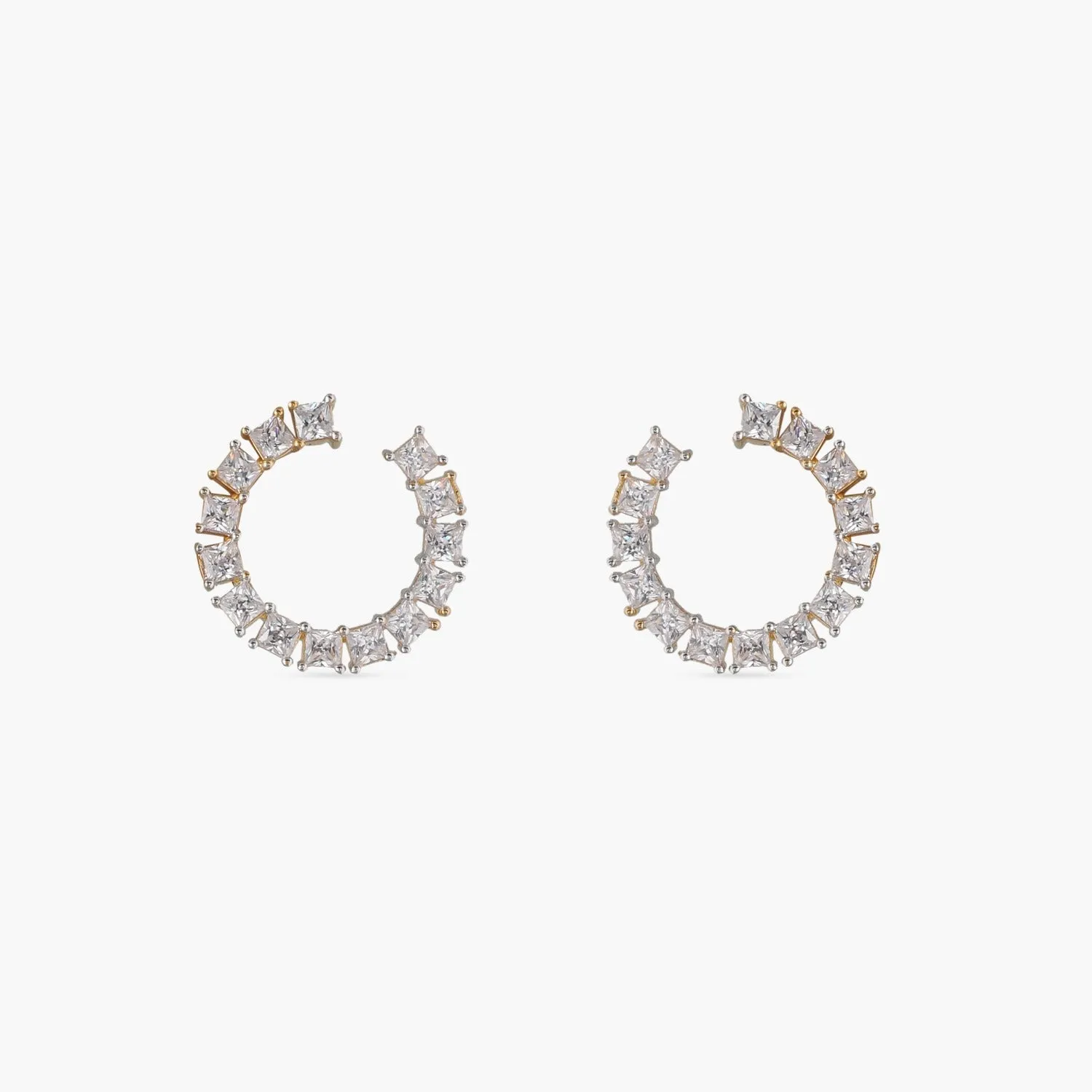 Hoop CZ Silver Stud Earrings