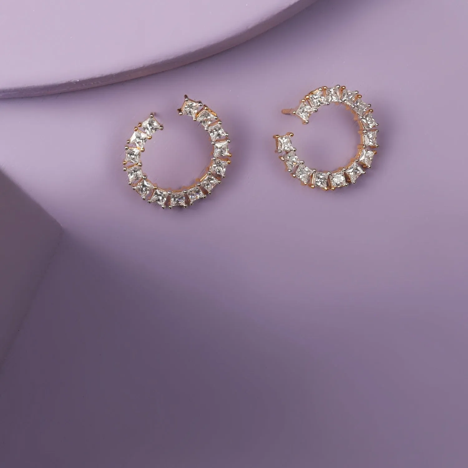 Hoop CZ Silver Stud Earrings