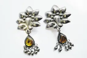 Indian Silver Earrings, Tribal Big Fashion Statement Earrings from India