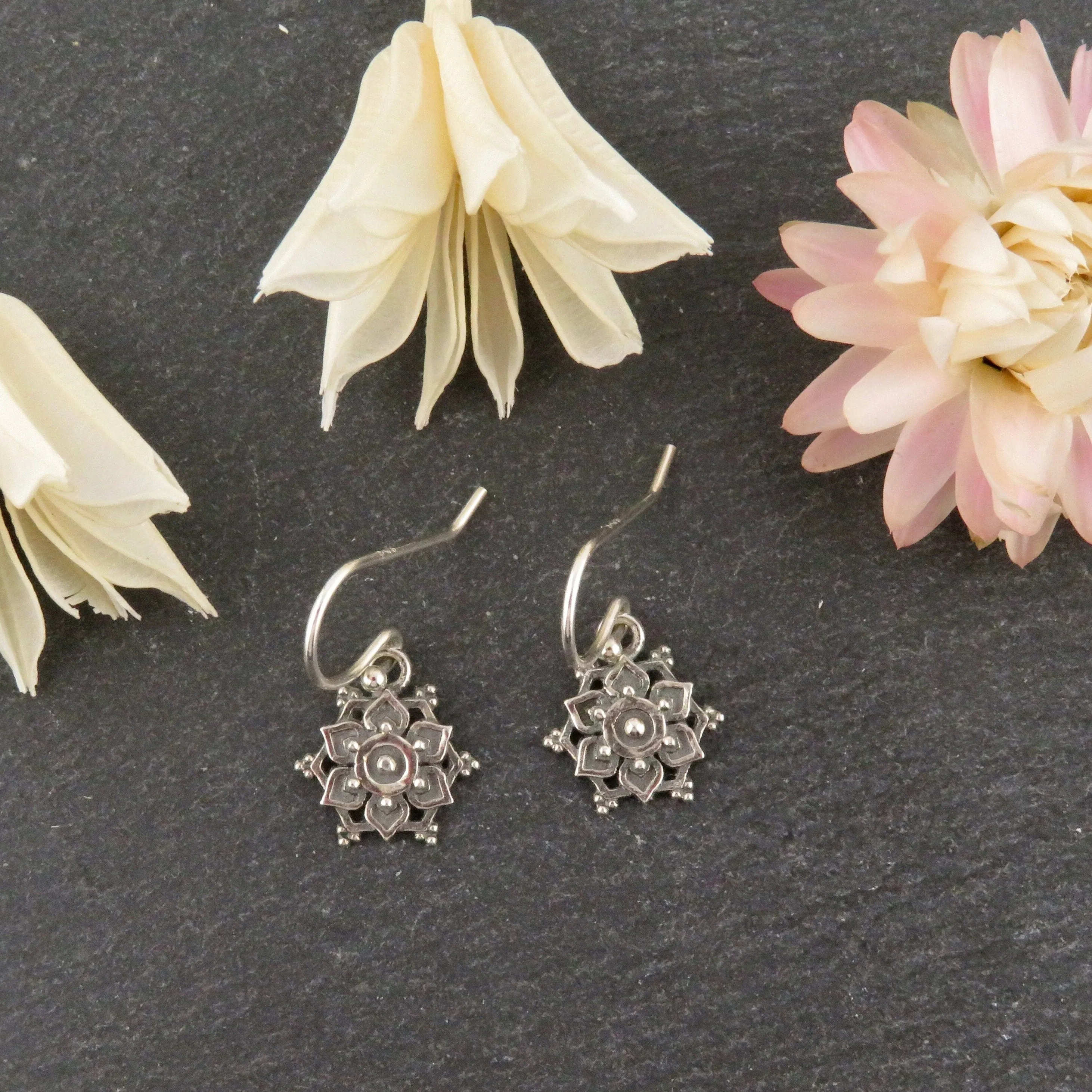 Intricate Mandalas Earrings - Silver