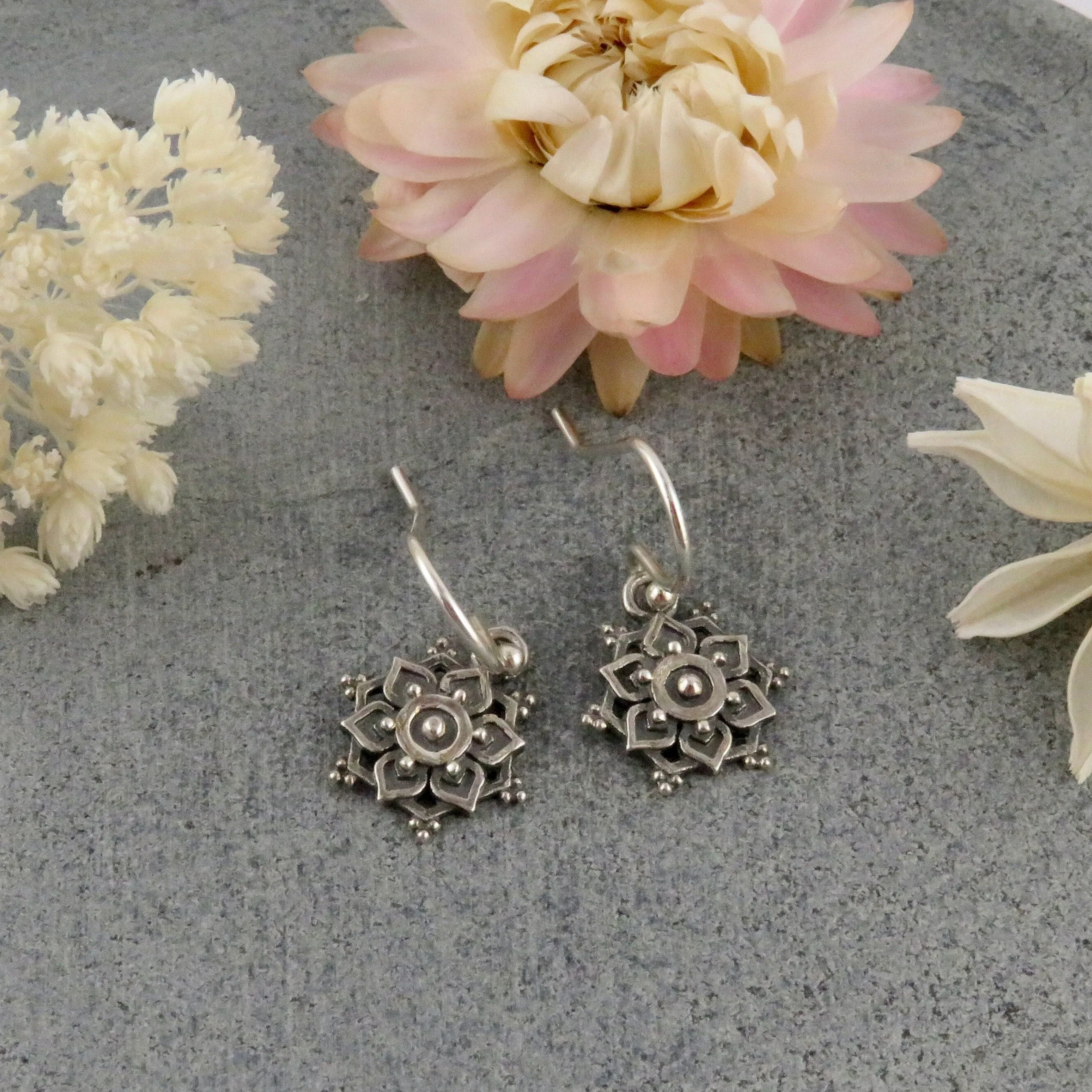 Intricate Mandalas Earrings - Silver