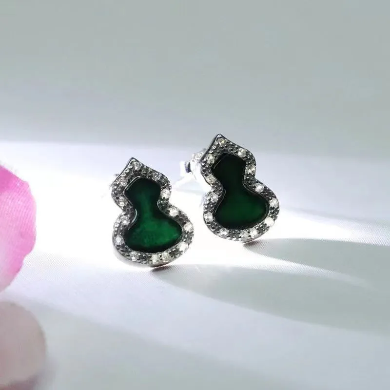 Jade Gourd Sterling Silver Earrings from Planderful Collection