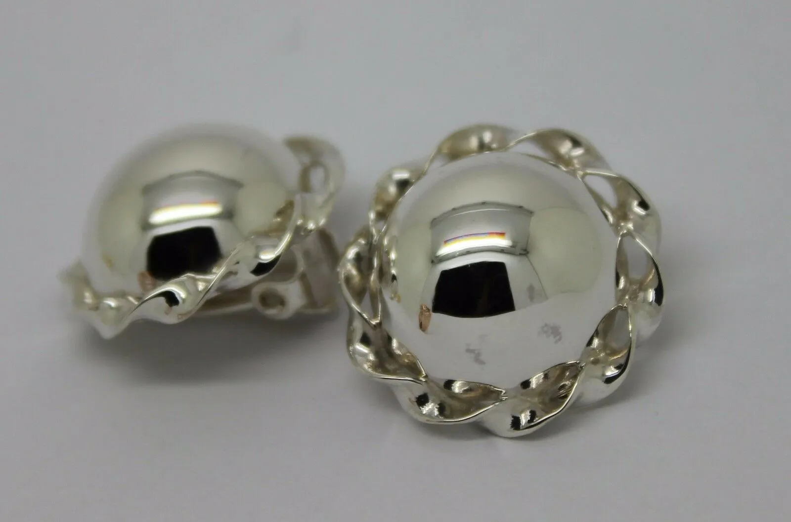 Kaedesigns New Sterling Silver Half Large 20mm Ball Round Clip On Earrings