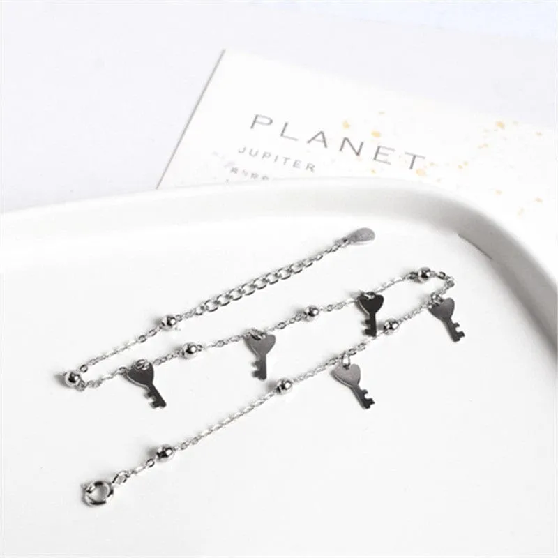 Key Pendants 925 Sterling Silver Anklet