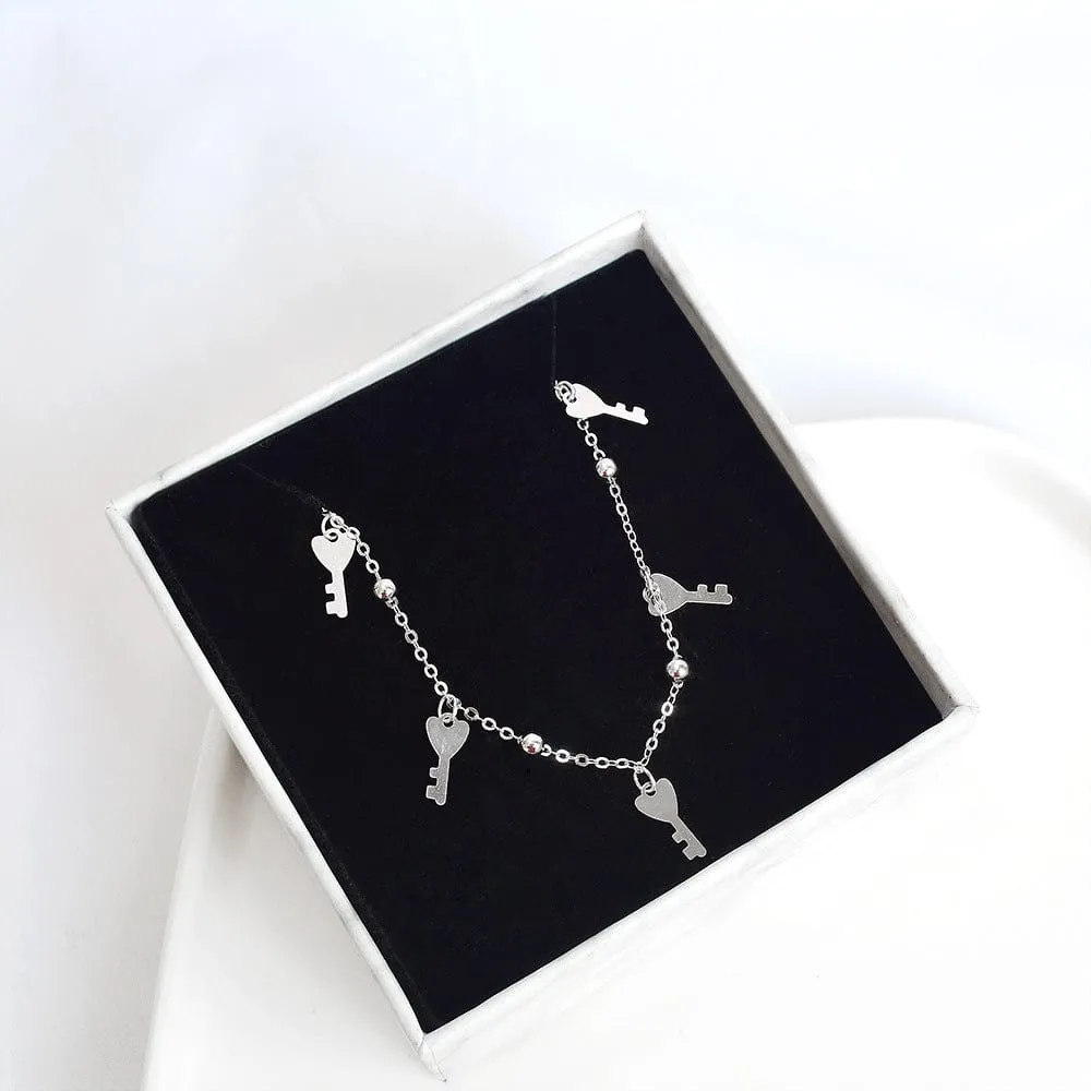 Key Pendants 925 Sterling Silver Anklet