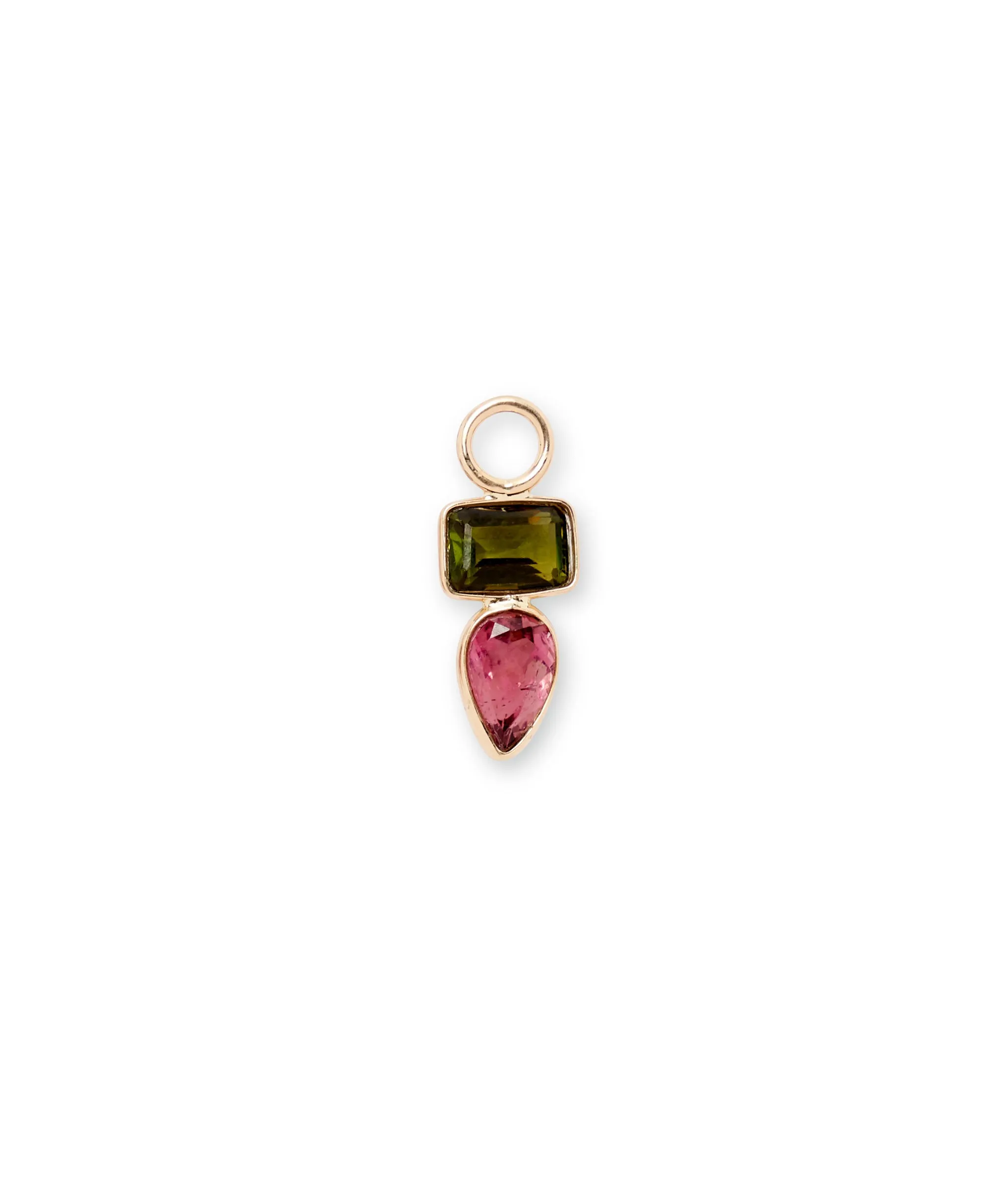 Large Mixed Tourmaline 14k Gold Earring Charm