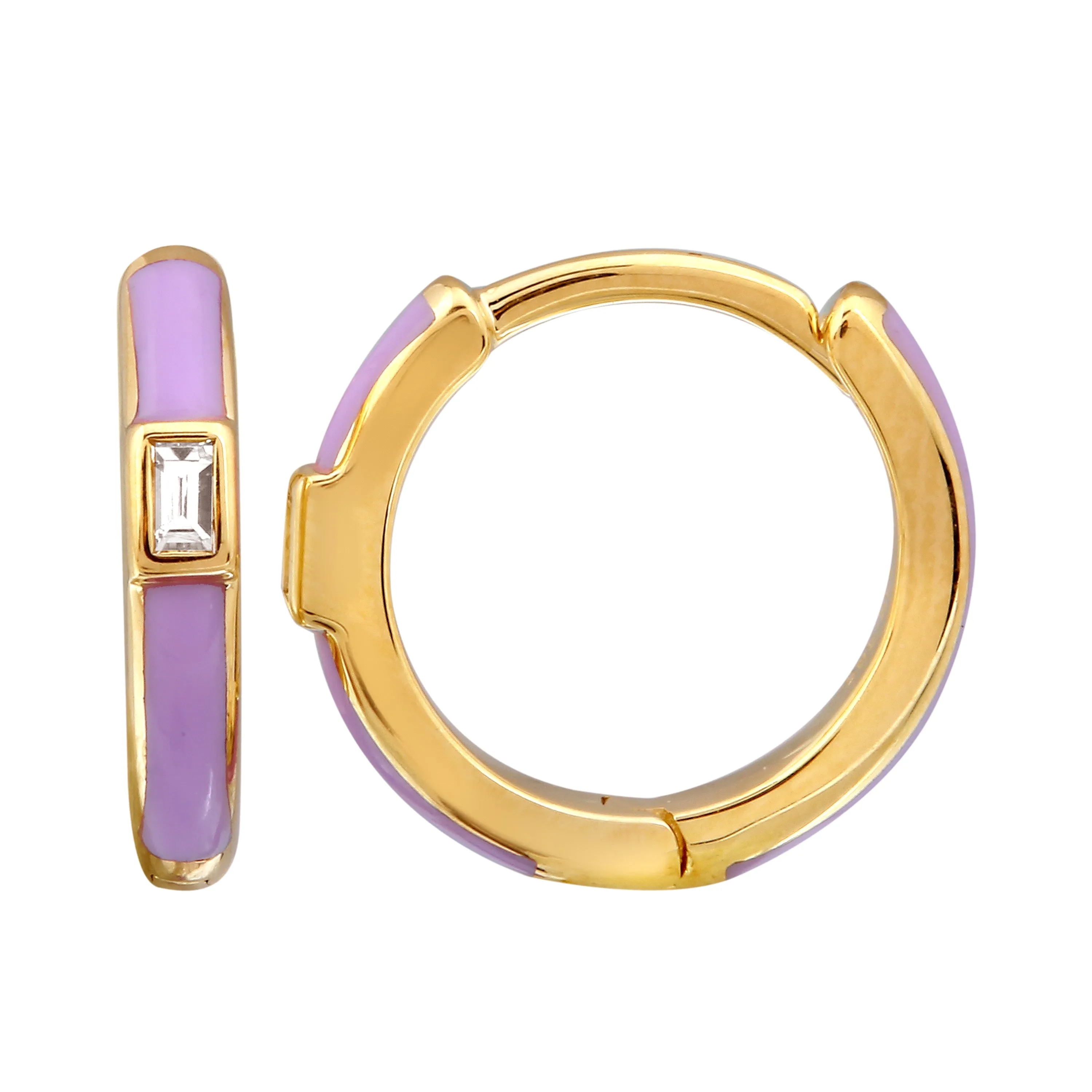 Lavender Baguette Hoops