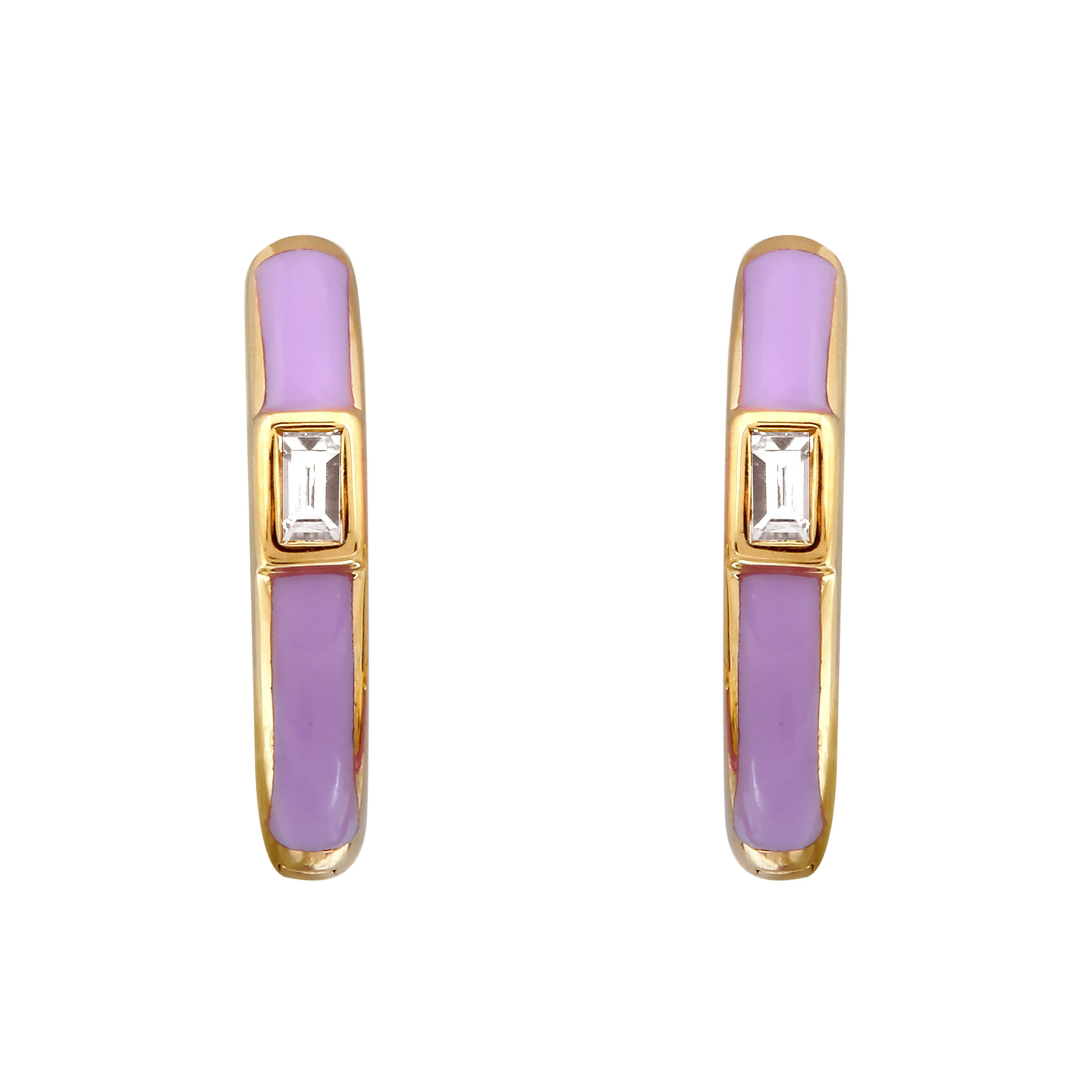 Lavender Baguette Hoops