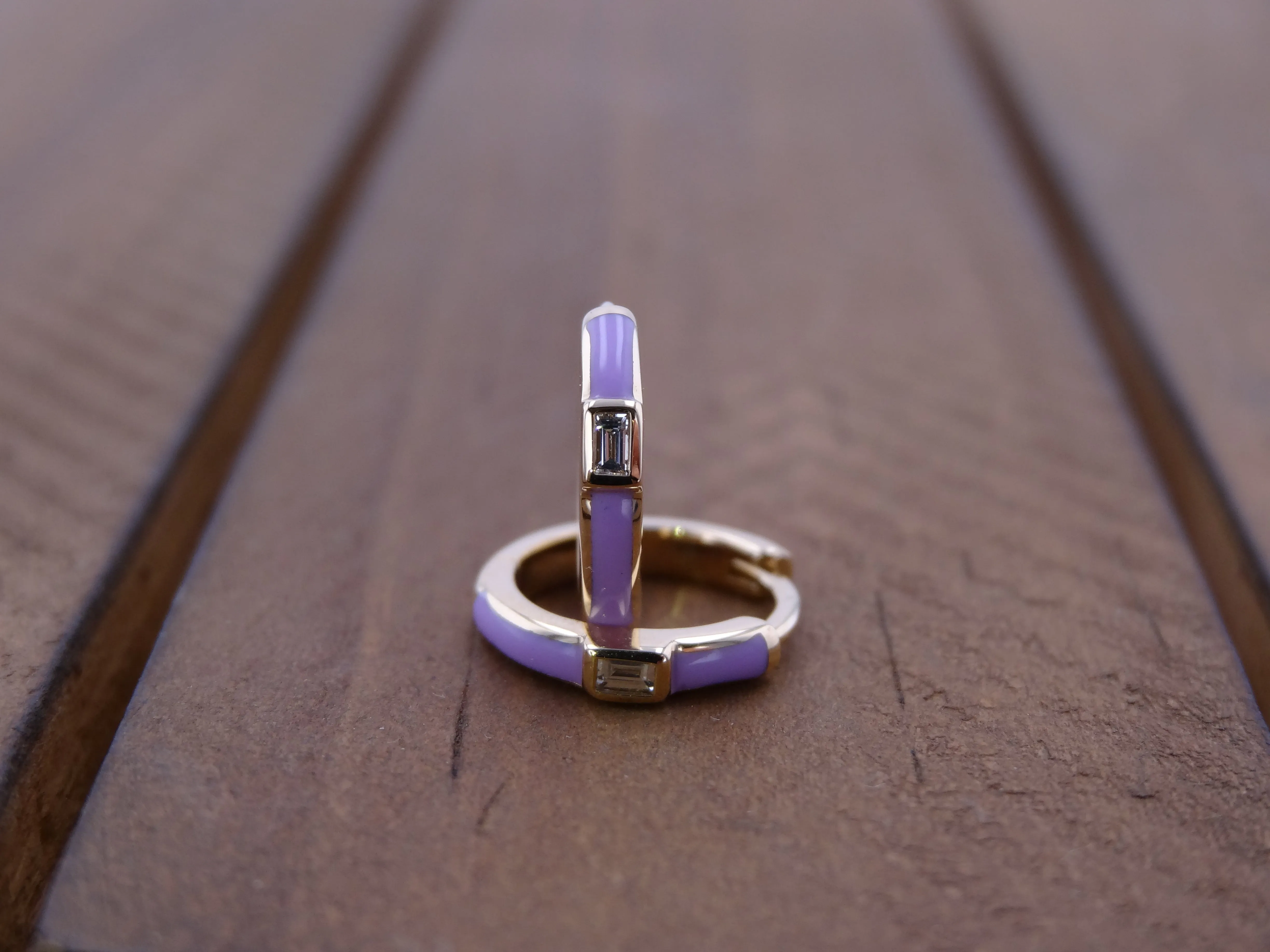 Lavender Baguette Hoops