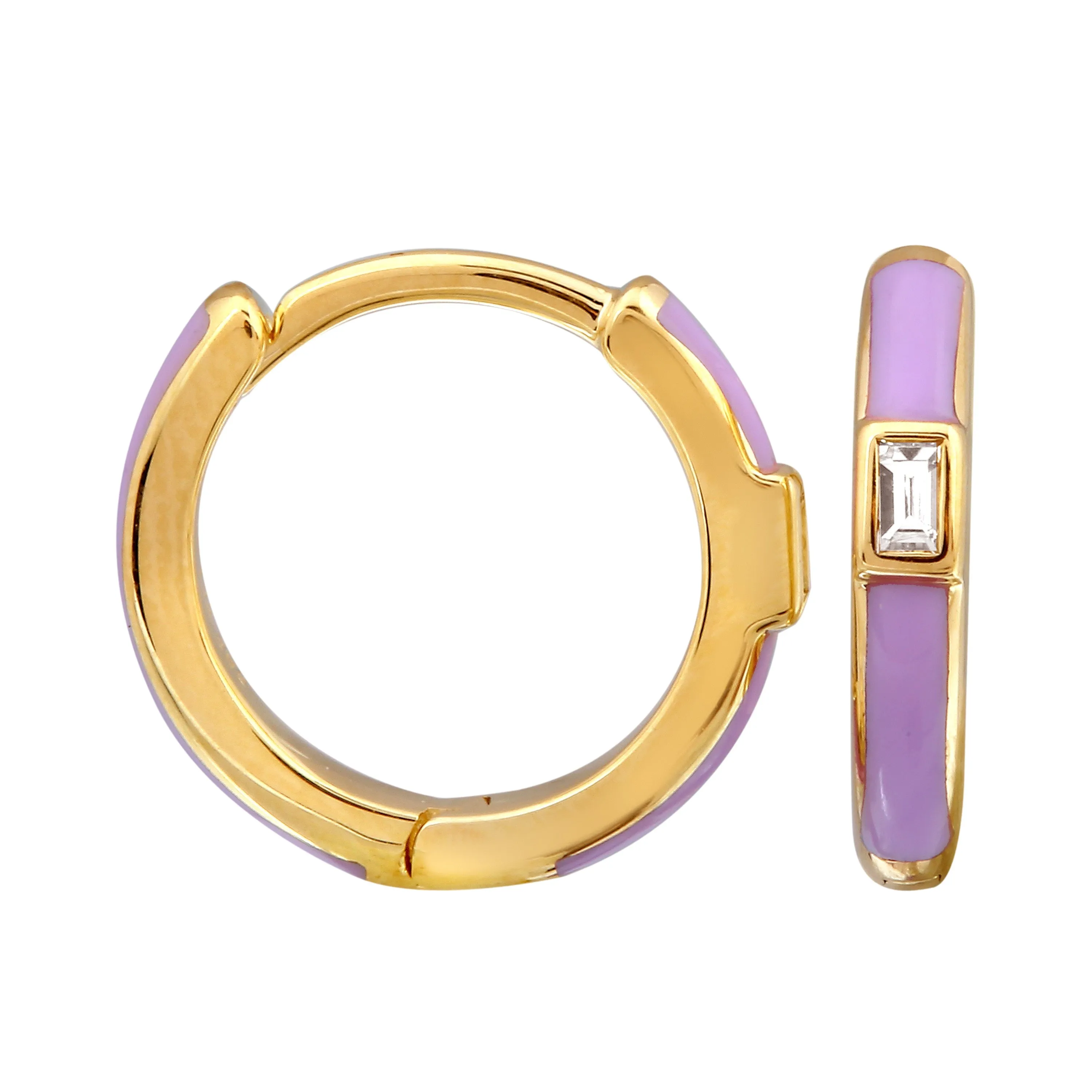 Lavender Baguette Hoops