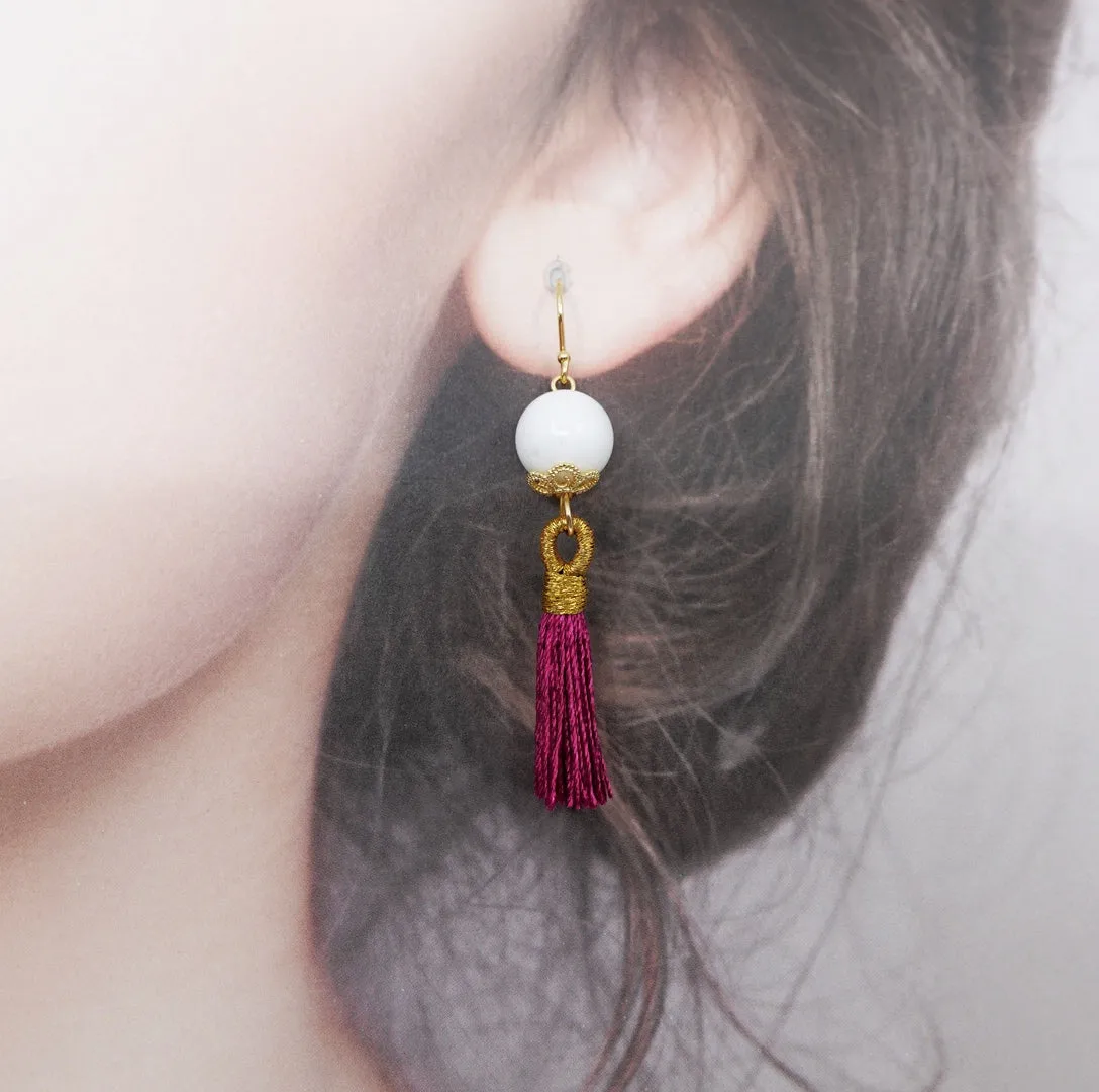 Little Gemstone Silk Tassel Earrings