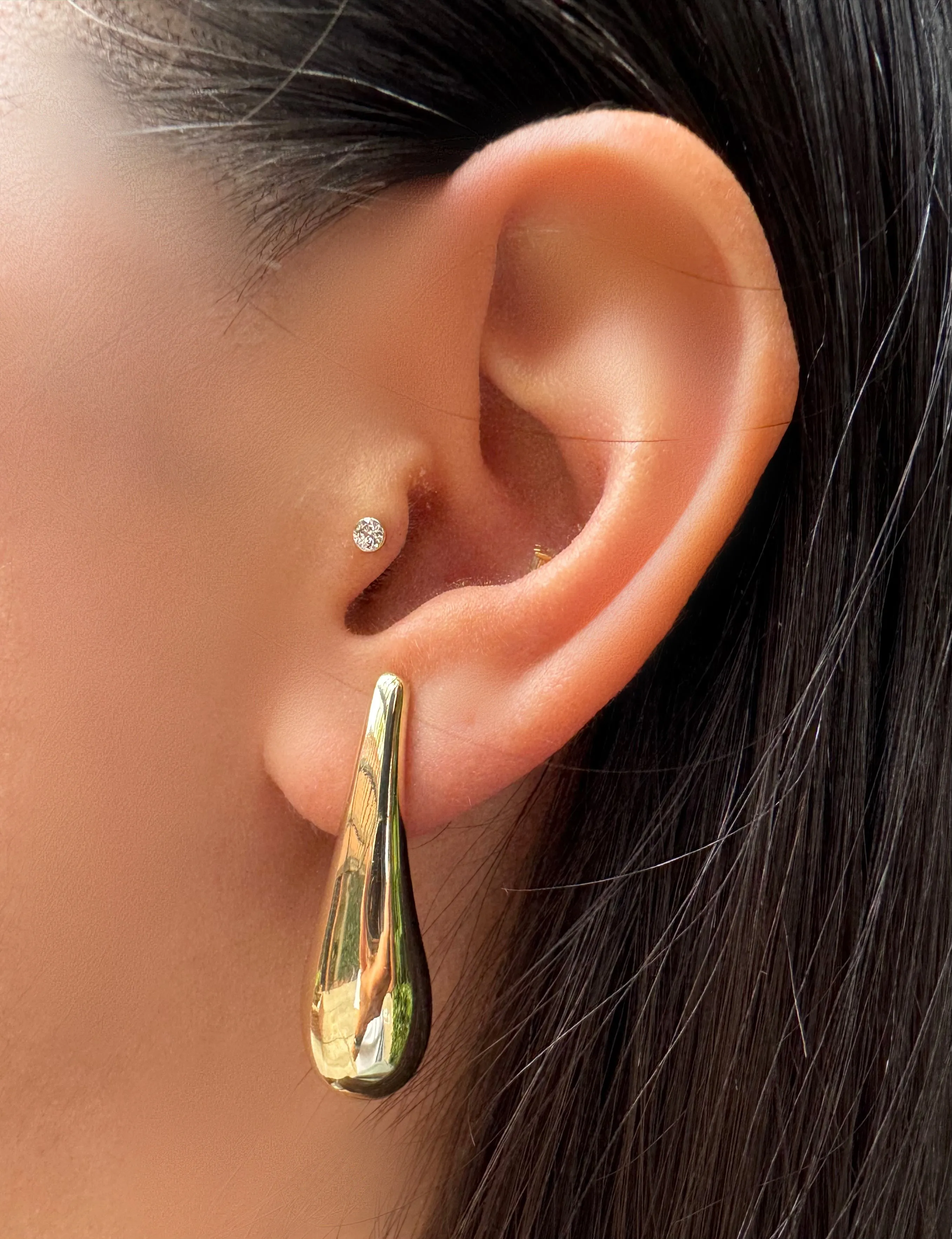 Long Plated Teardrop Post Earring: Gold (EGP4008)