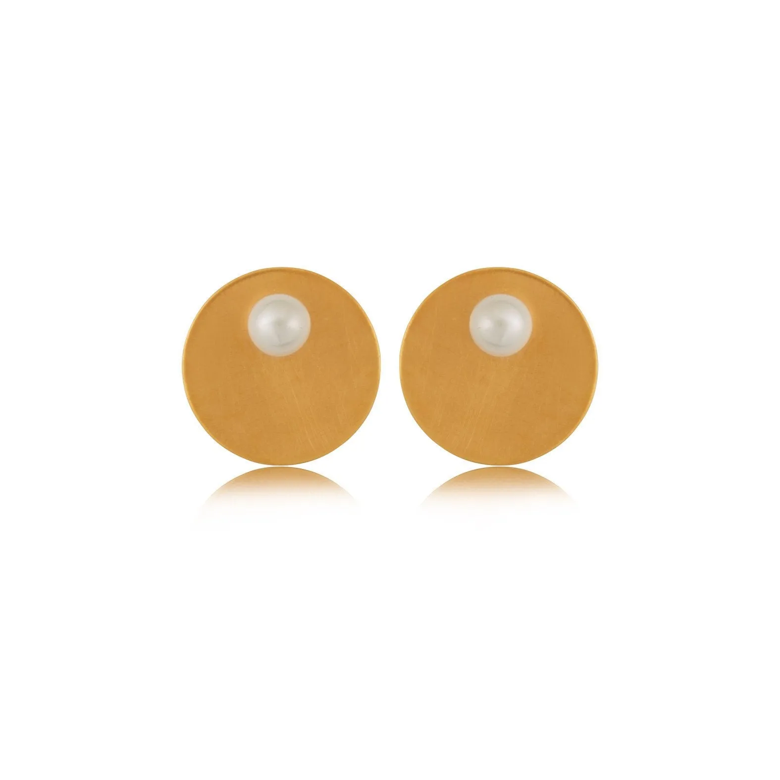 Making Marks One or Two Pearl Brushed Sterling Silver Gold Round Small Disk Stud  (MM)