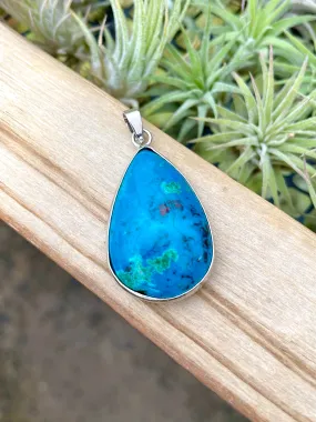 Malachite in Azurite Teardrop Pendant