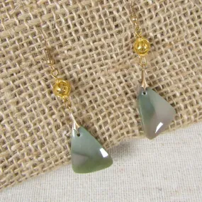 Mexican Jasper Gemstone & Gold Drop Earrings