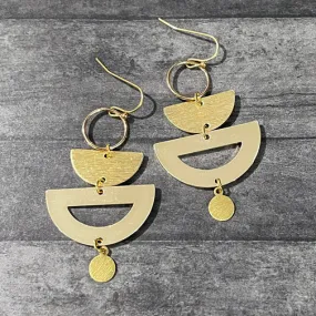 Mixed Shapes Eclectic Geometric Gold Earrings