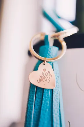 Name and Heart Tassel Keychain