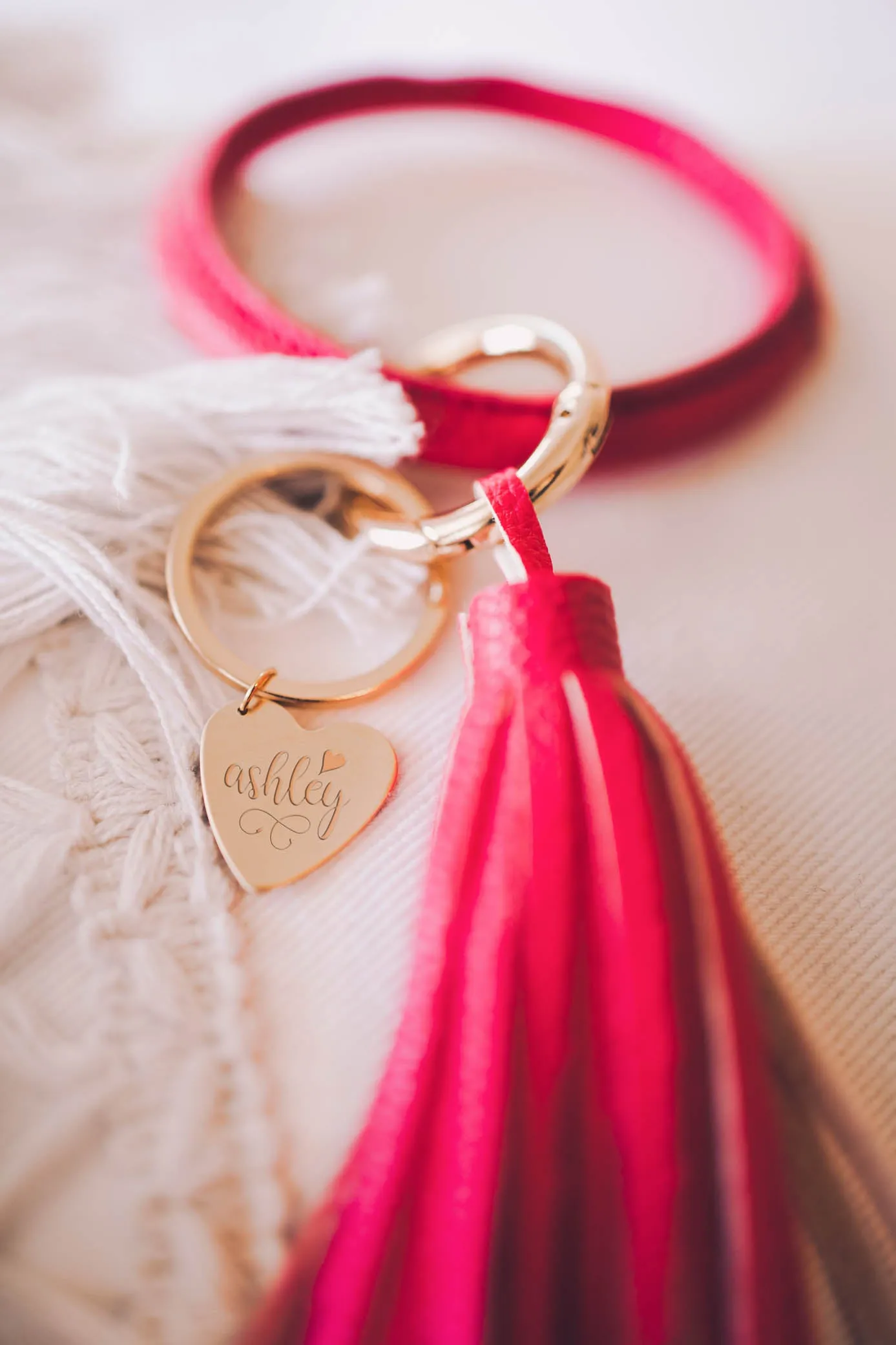 Name and Heart Tassel Keychain