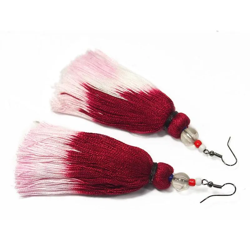 Ombre Tassel Hilltribe Earrings, A