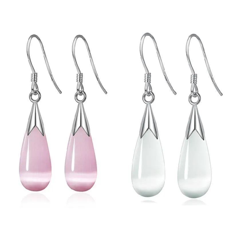 Opalescent Cat Eye Waterdrop Dangling Hook Earrings