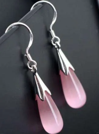 Opalescent Cat Eye Waterdrop Dangling Hook Earrings