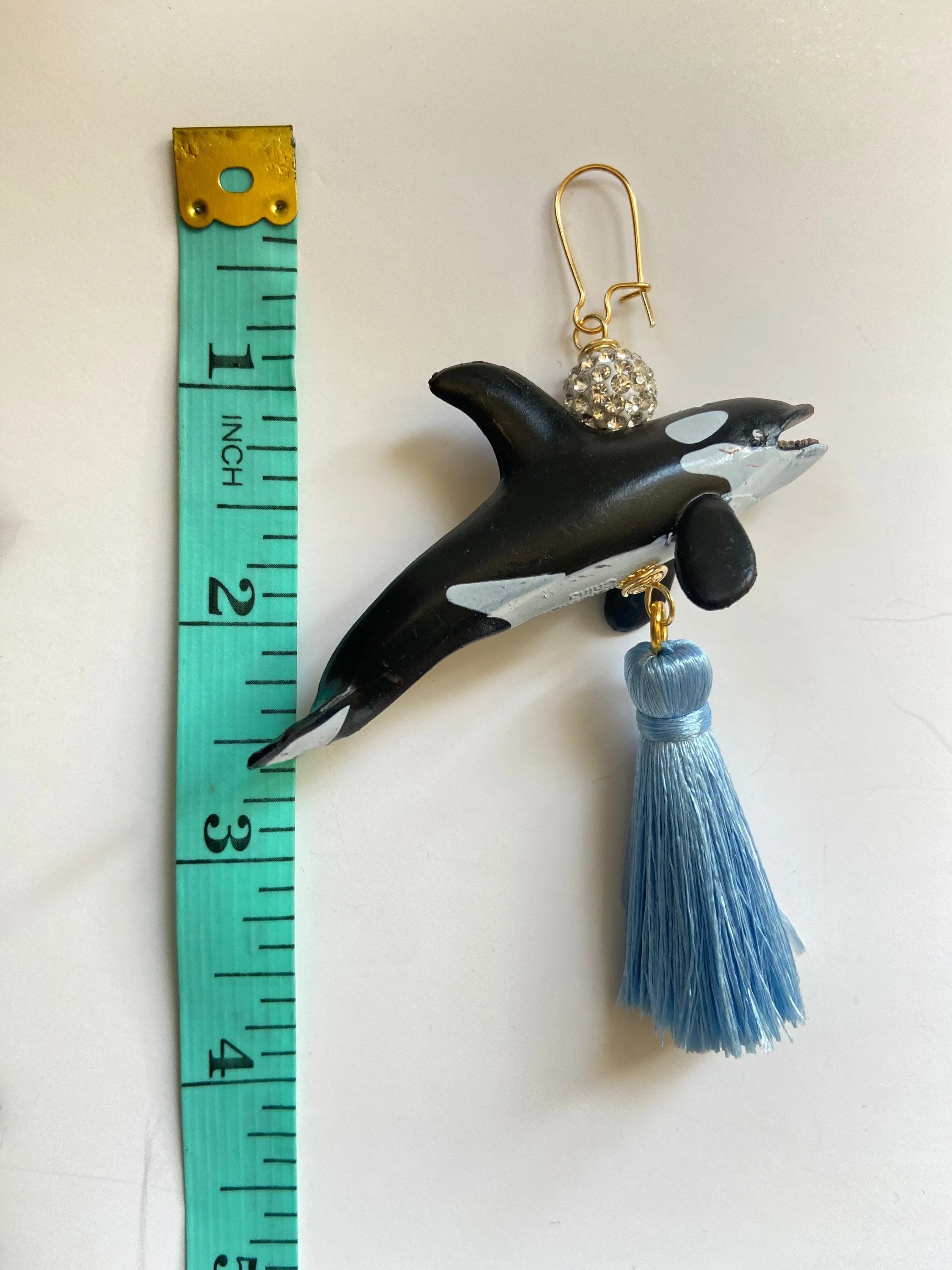 Orca Whale Tassel Earrings