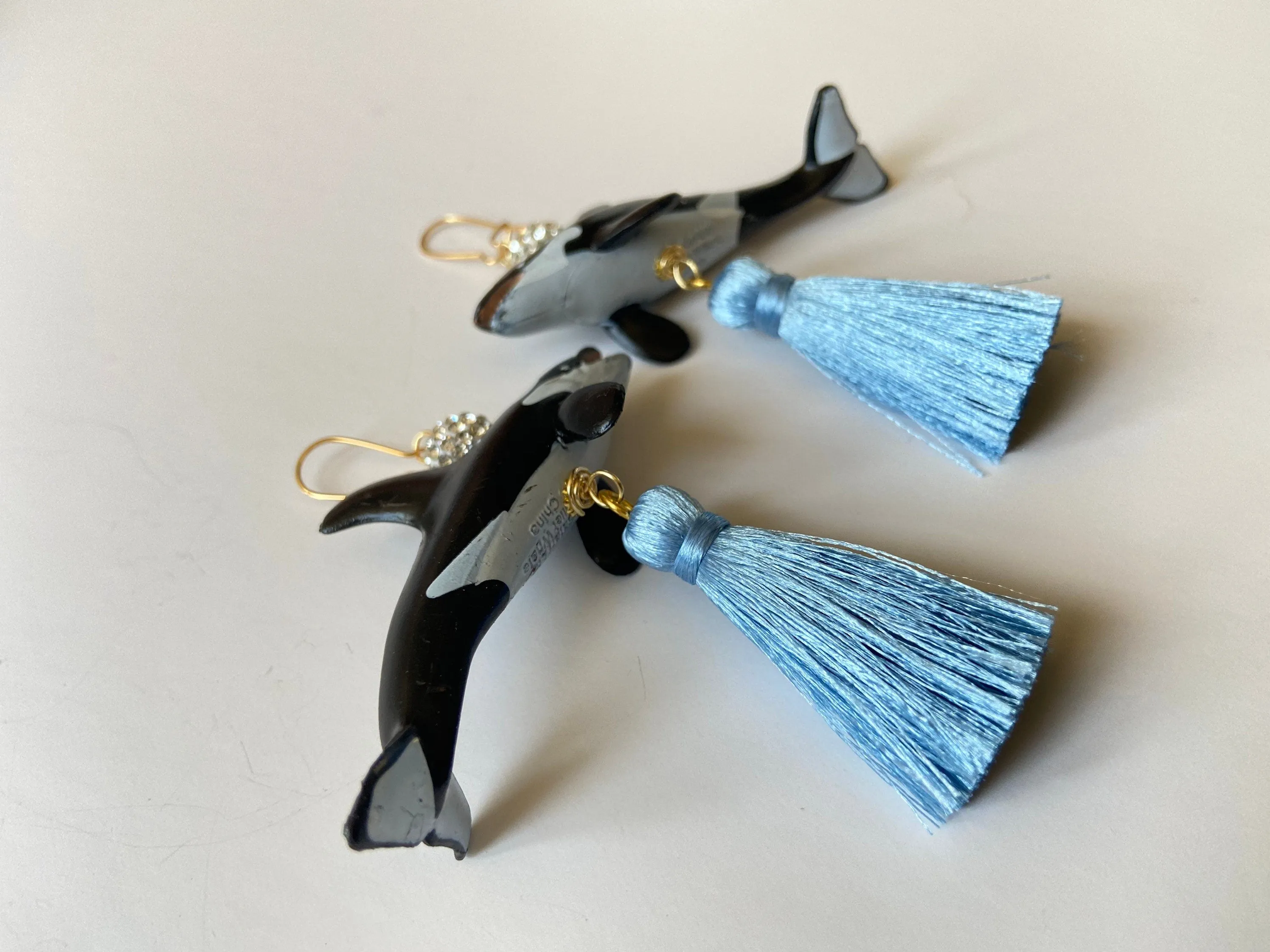 Orca Whale Tassel Earrings