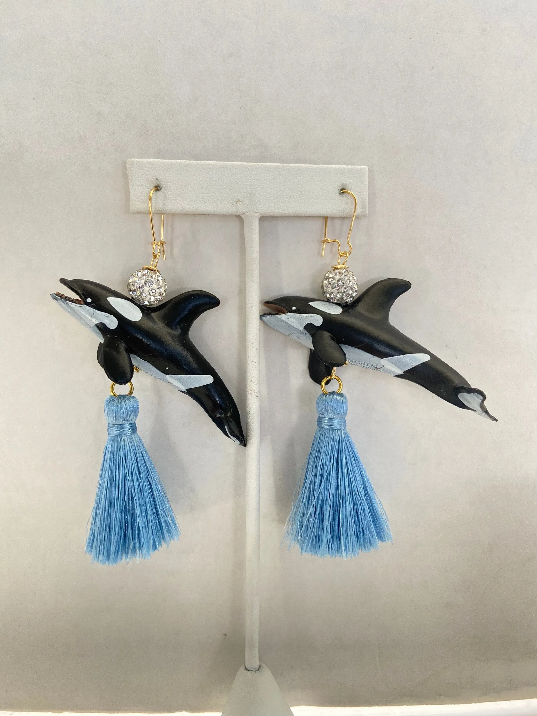 Orca Whale Tassel Earrings