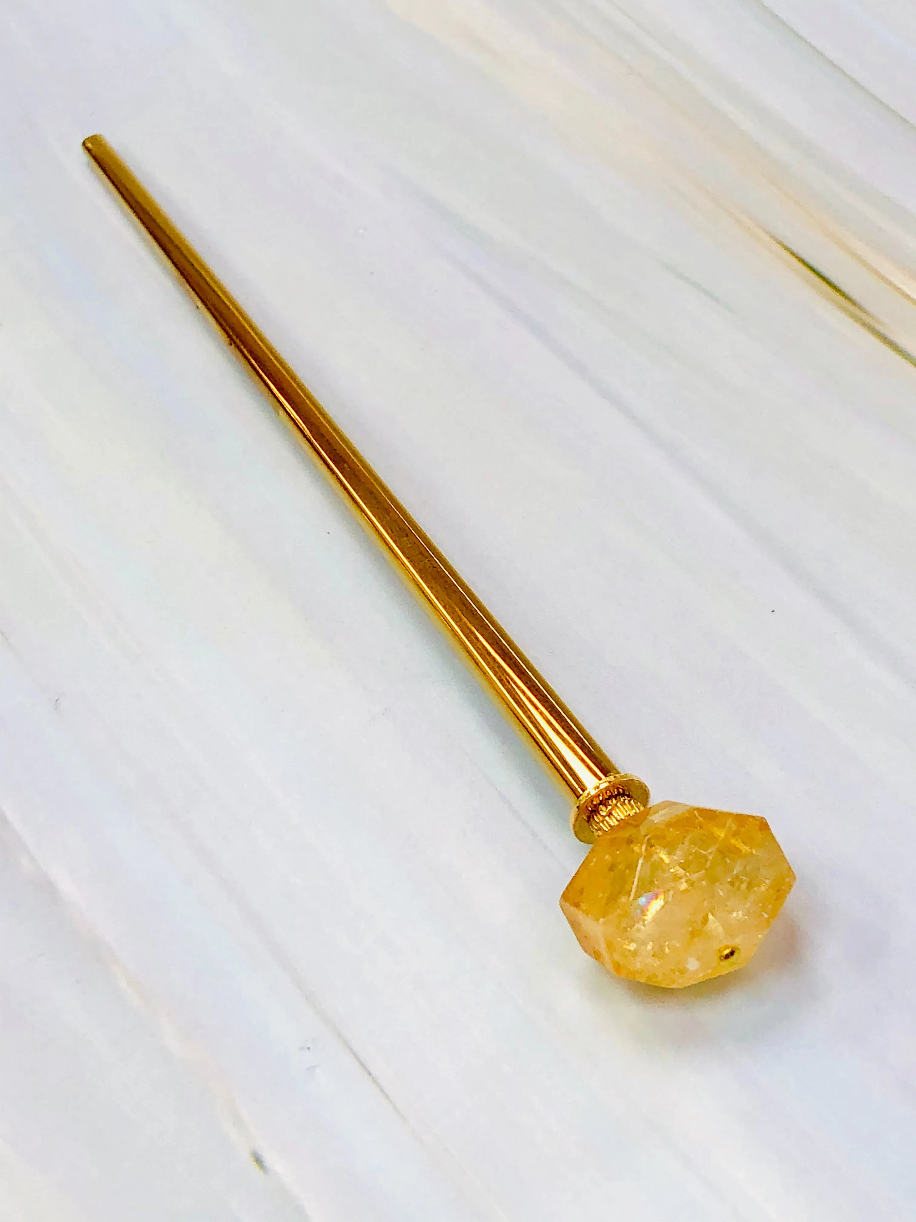 Organic Faceted Citrine hair stick, gemstone hair sticks, gemstone hair pin, shawl pin