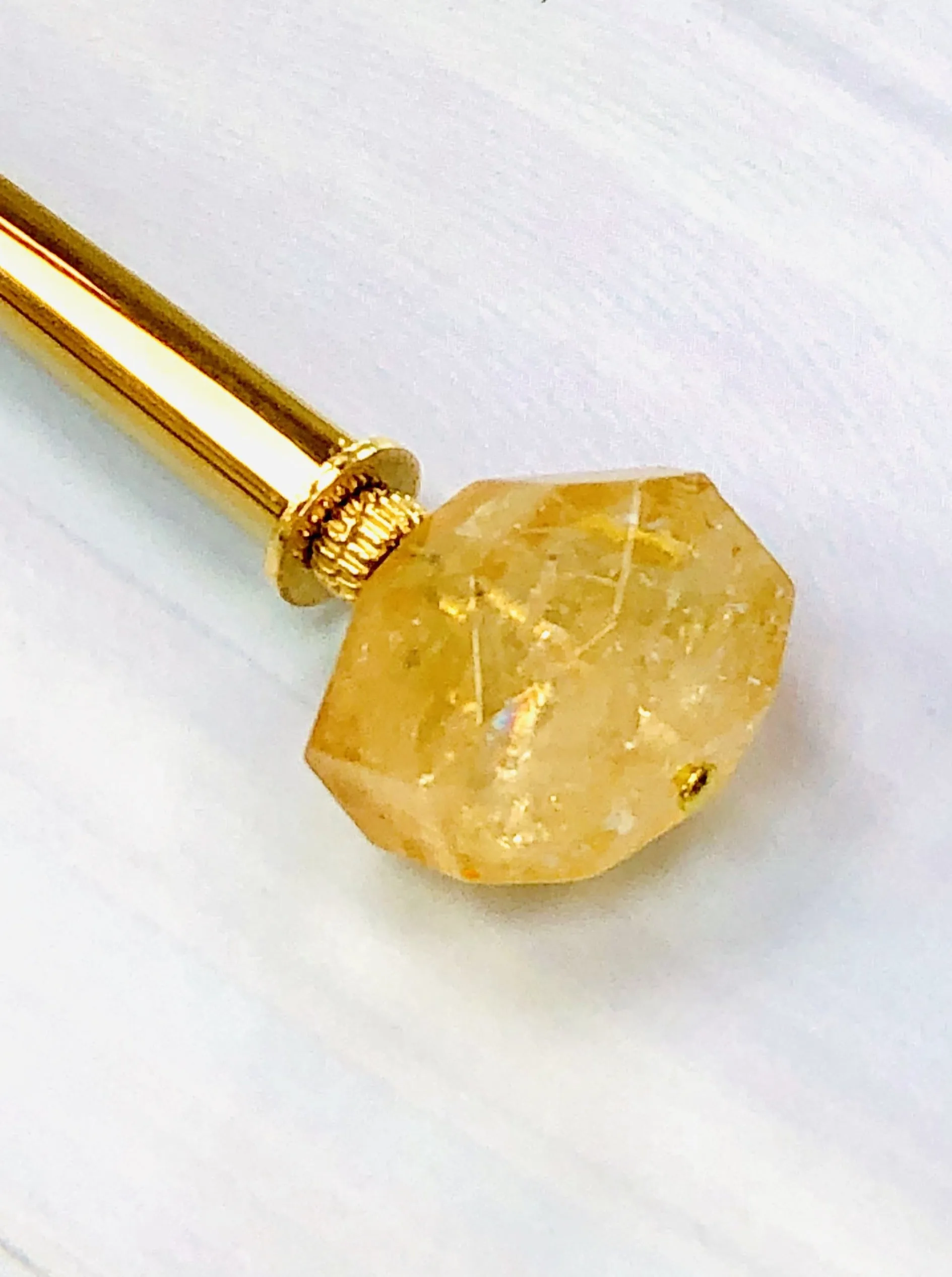 Organic Faceted Citrine hair stick, gemstone hair sticks, gemstone hair pin, shawl pin