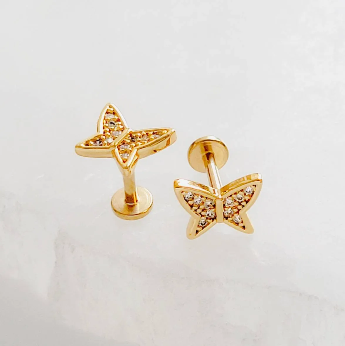 Pavé Butterfly Flat Back Studs