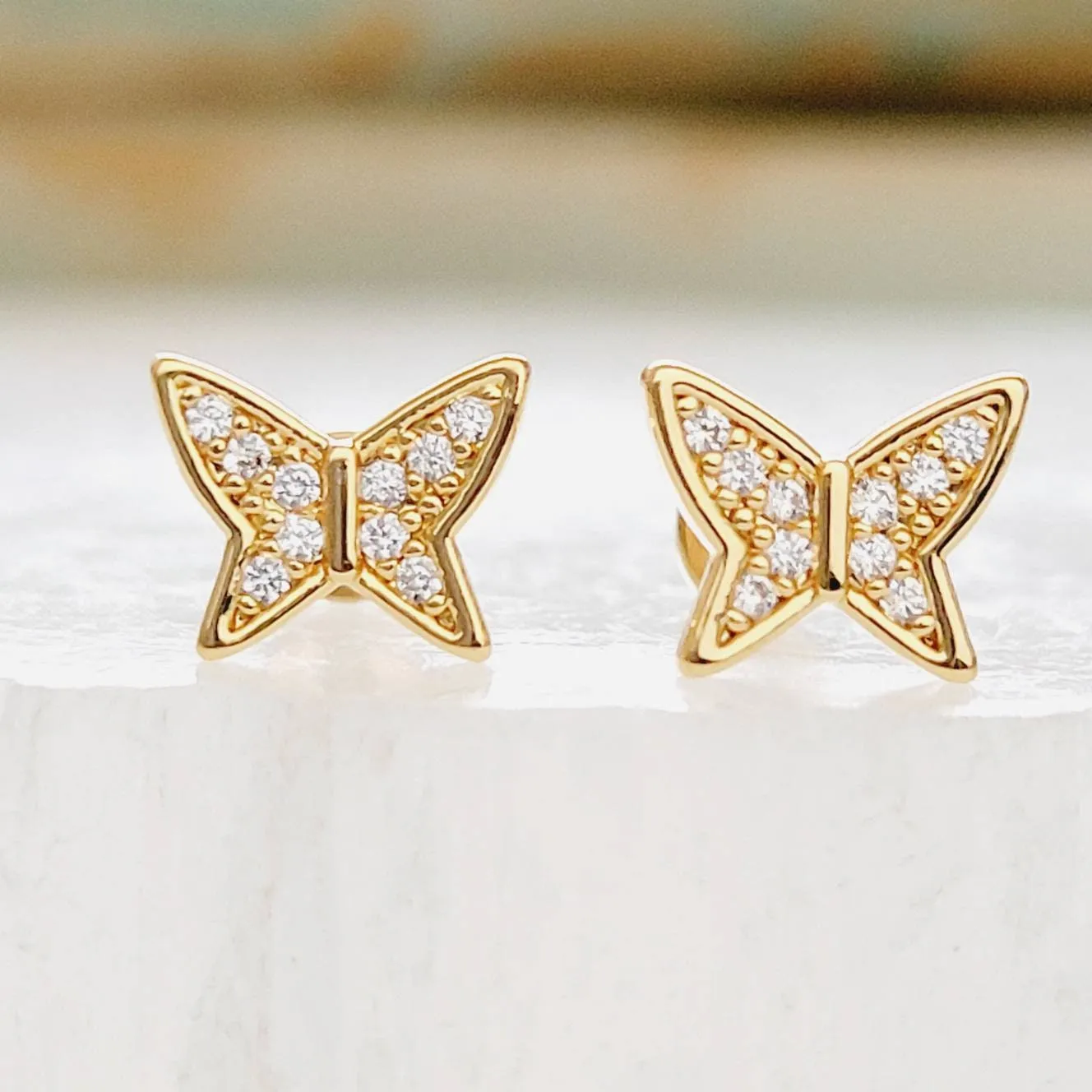 Pavé Butterfly Flat Back Studs