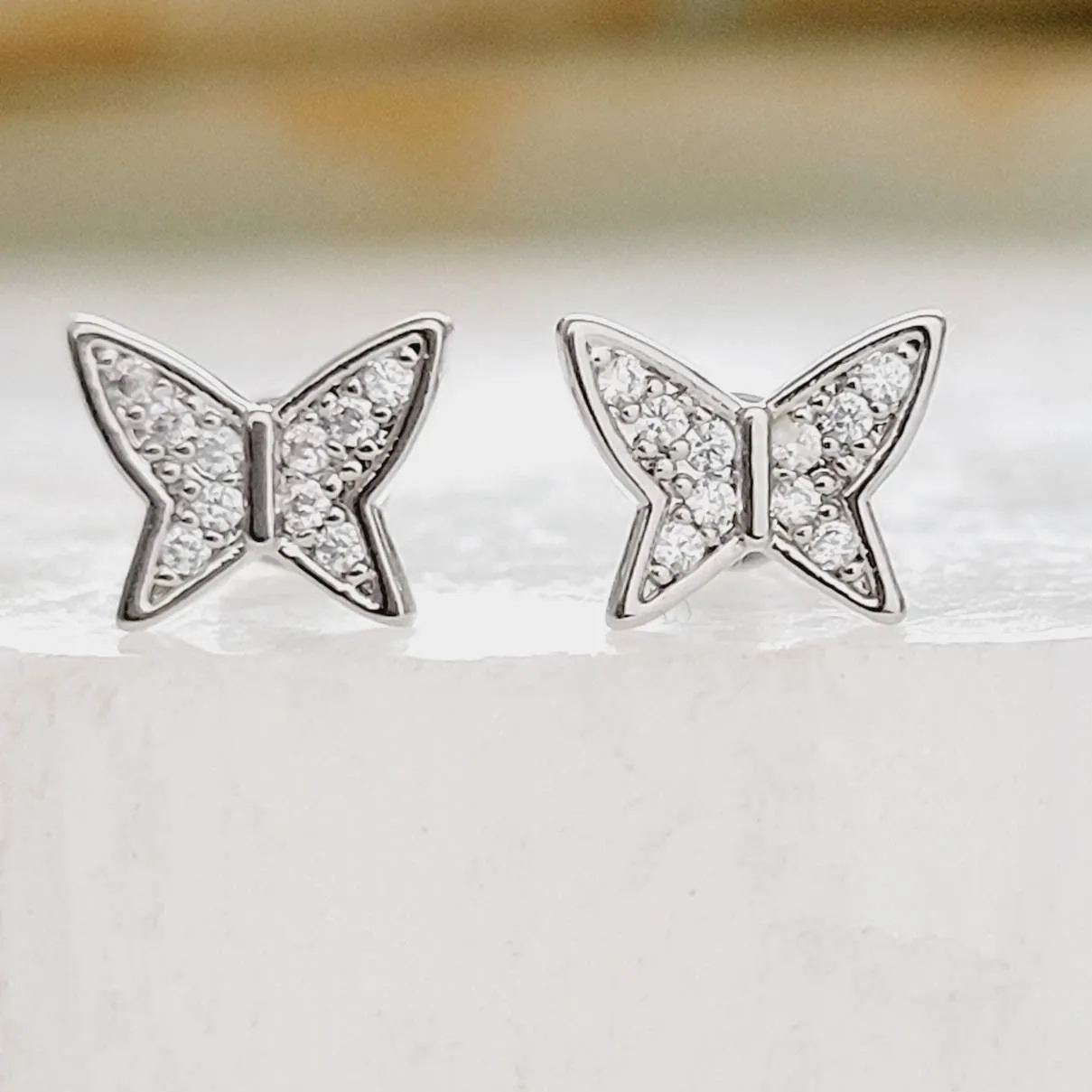 Pavé Butterfly Flat Back Studs