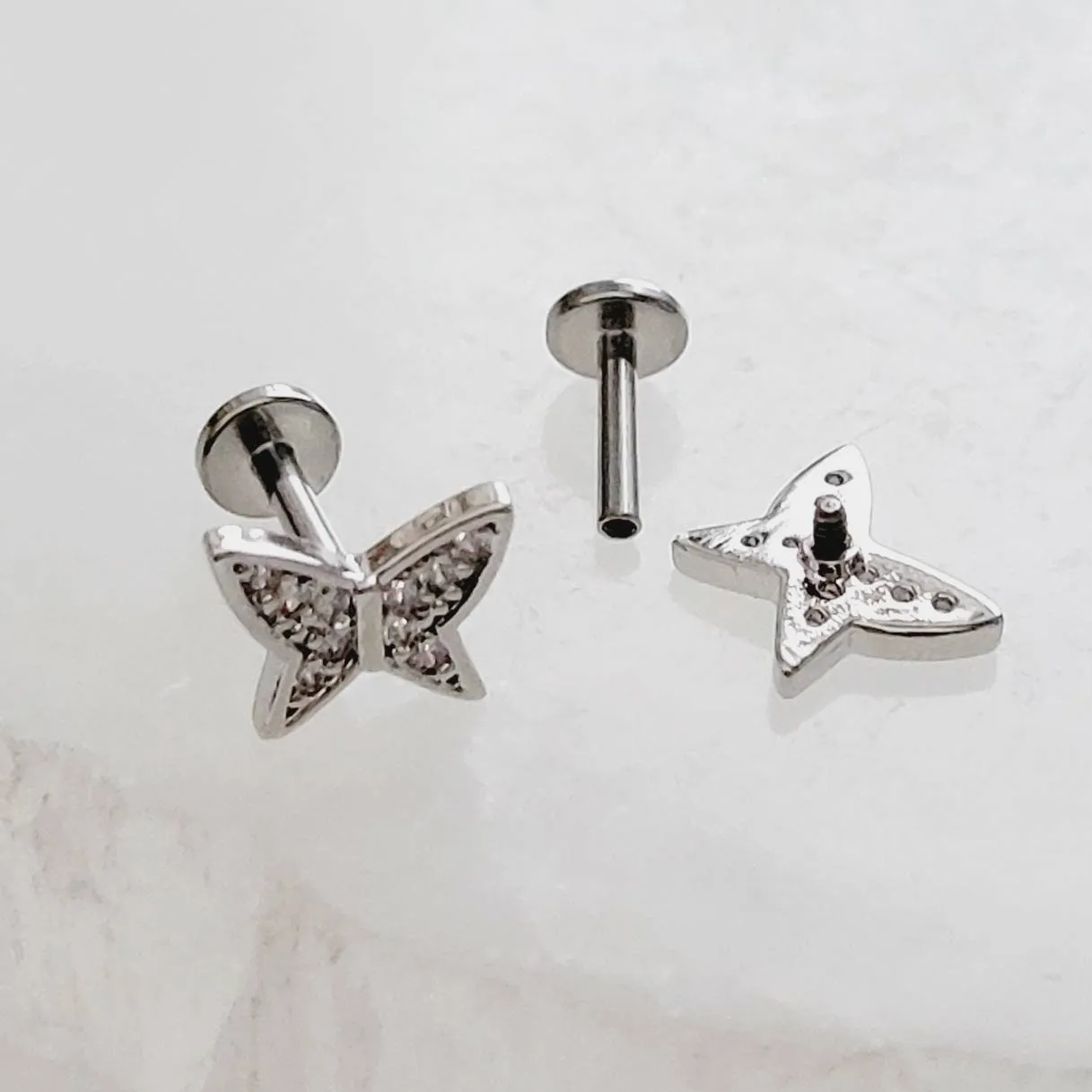 Pavé Butterfly Flat Back Studs