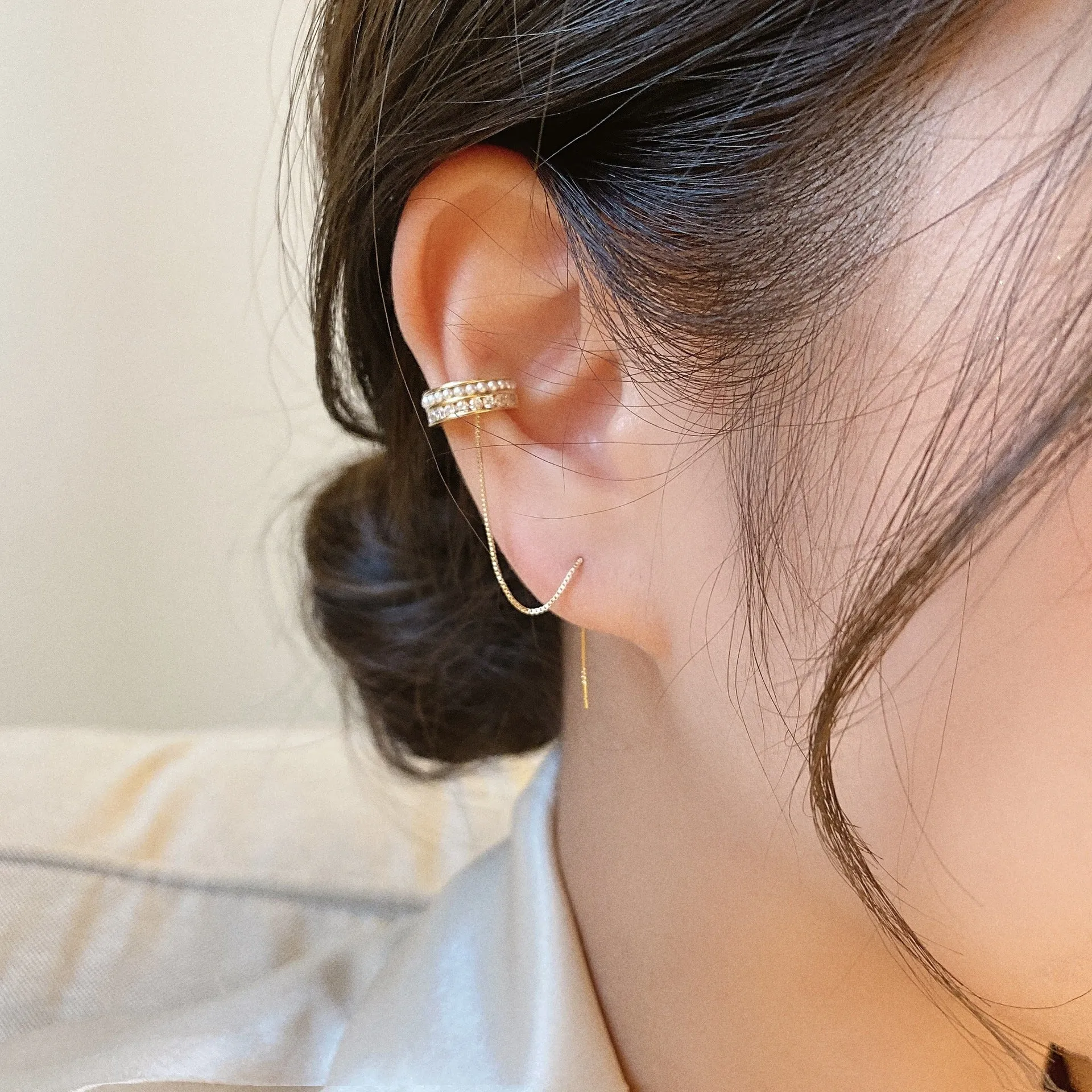 Pearl Ear Cuff Stud Earrings One-piece Cold Wind High-quality Ear Bone Ring