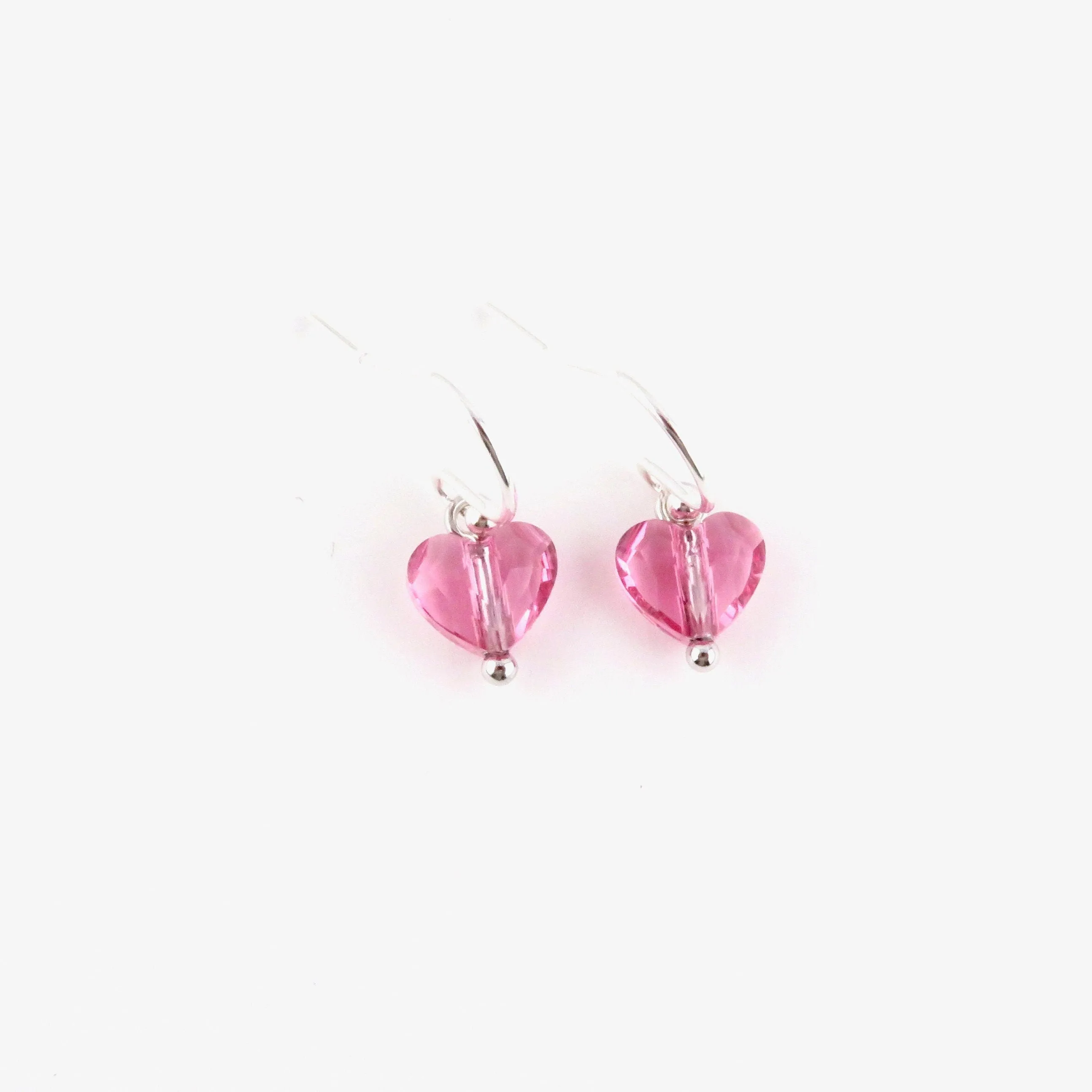 Pink Heart Crystal Earrings