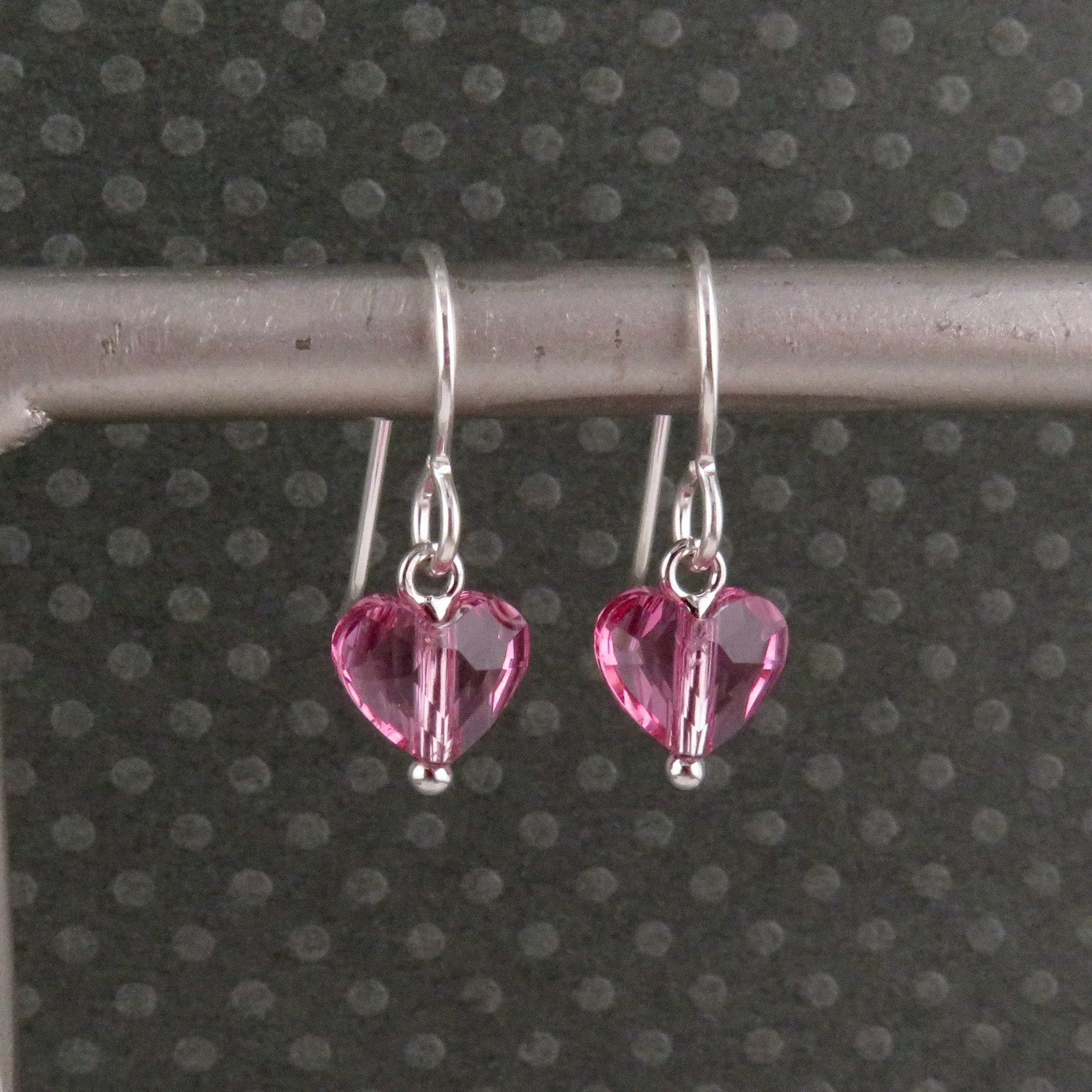 Pink Heart Crystal Earrings