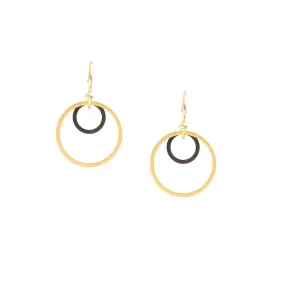 "Le Contour" Tiny Luxe Hoop Mixed Metal Black Earrings