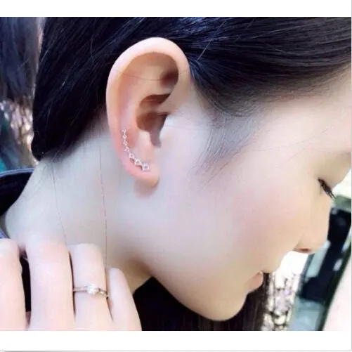 Rhinestone Ear Cuff  Wrap Piercing Ear clips Cartilage Clip Earring for Women