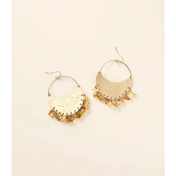 Ridhi Citrine & Sunstone Earrings - Shaky Hoop