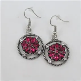 Rose Crystal & Silver Drop Earrings