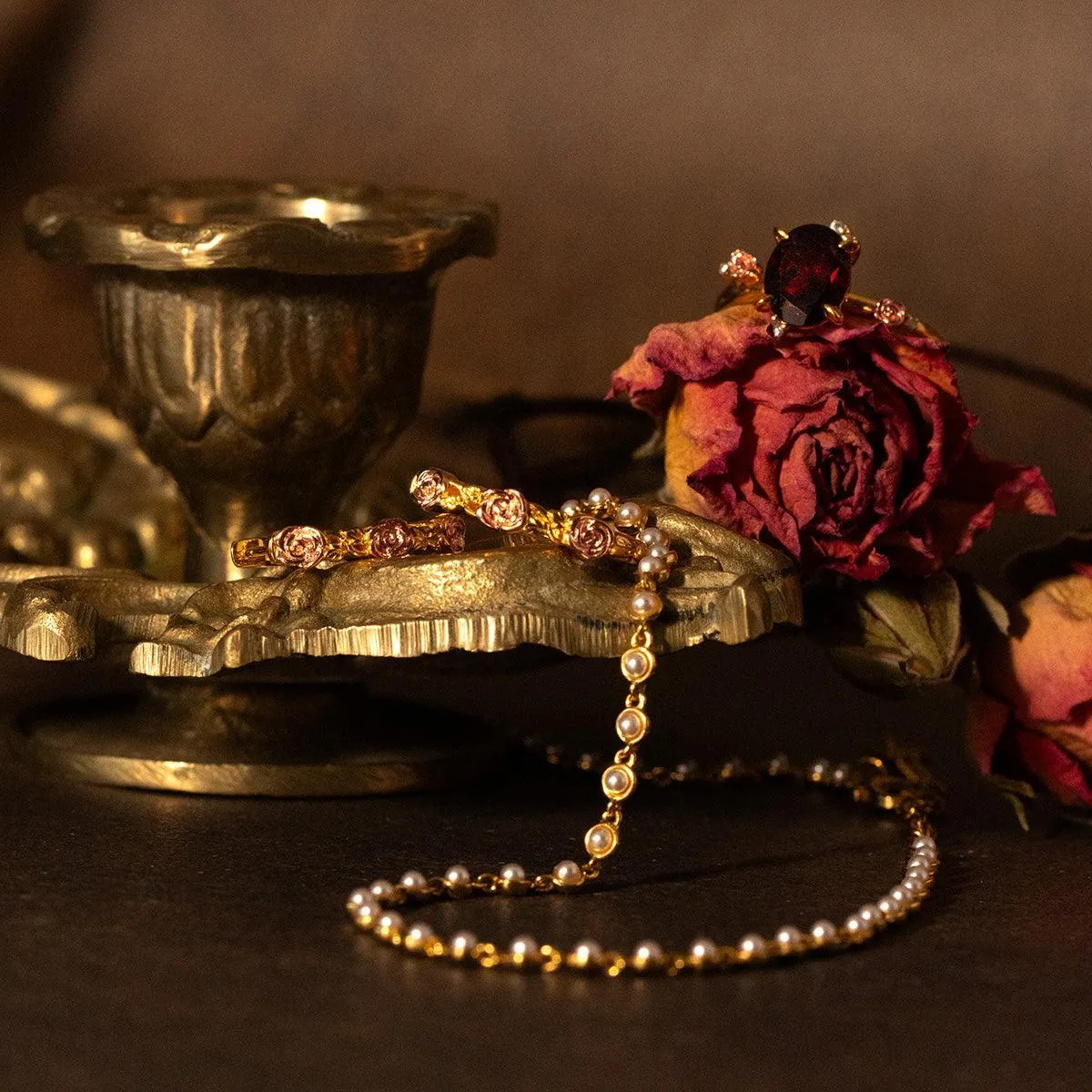 Rose-Kissed Hoop Earrings